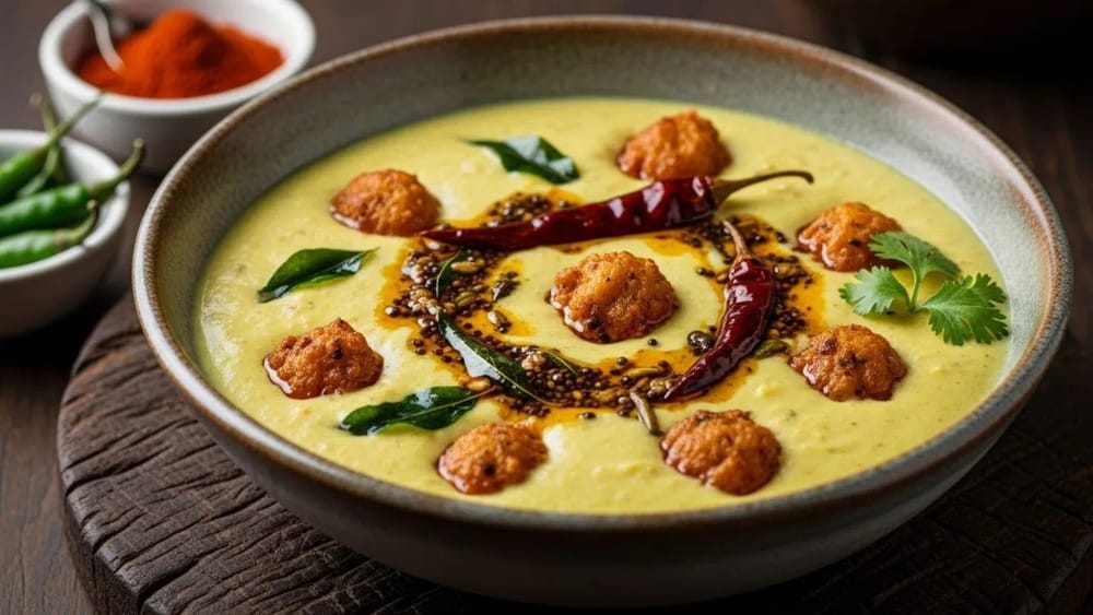 ਮਾਹਿਰਾਂ ਦੇ ਅਨੁਸਾਰ, "ਕੜੀ" ਸ਼ਬਦ ਸੰਸਕ੍ਰਿਤ ਸ਼ਬਦ "ਕਵਾਥਿਤ" ਤੋਂ ਲਿਆ ਗਿਆ ਹੈ, ਜਿਸਦਾ ਅਰਥ ਹੈ ਕਿਸੇ ਚੀਜ਼ ਨੂੰ ਲੰਬੇ ਸਮੇਂ ਲਈ ਉਬਾਲਣਾ। ਕੜੀ ਬਣਾਉਂਦੇ ਸਮੇਂ, ਇਸਨੂੰ ਲੰਬੇ ਸਮੇਂ ਲਈ ਮੱਠੀ ਅੱਗ 'ਤੇ ਉਬਾਲਿਆ ਜਾਂਦਾ ਹੈ, ਇਸ ਲਈ ਇਸਦਾ ਇਹ ਨਾਮ ਪਿਆ। ( Credits: AI Generated )