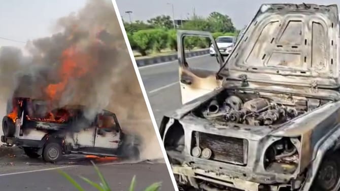 ਬਟਾਲਾ ਹਾਈਵੇਅ 'ਤੇ ਅੱਗ ਦਾ ਗੋਲਾ ਬਣੀ ਚਲਦੀ ਕਾਰ, ਚਾਲਕ ਨੇ ਛਾਲ ਮਾਰ ਕੇ ਬਚਾਈ ਜਾਨ