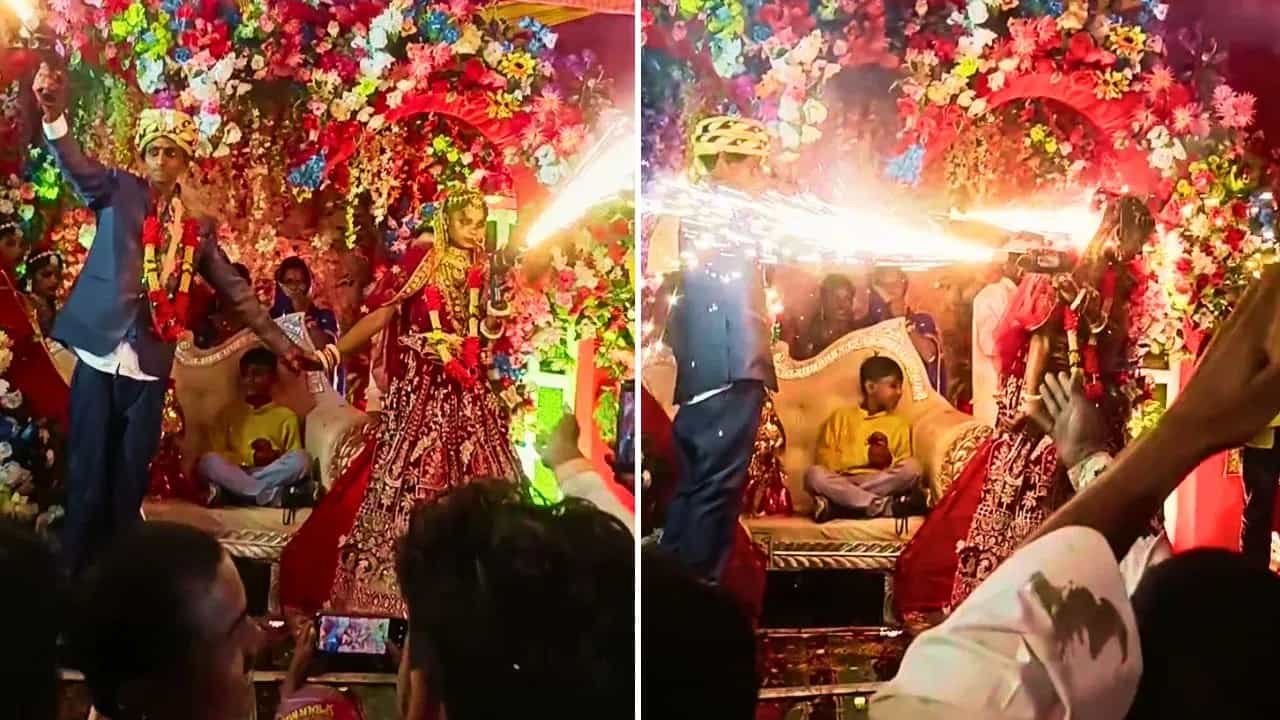 Viral Video: ਵਿਆਹ ਹੈ ਜਾਂ ਗੈਂਗ ਵਾਰ? ਲਾੜਾ-ਲਾੜੀ ਨੇ ਇੱਕ ਦੂਜੇ ਵੱਲ ਤਾਣੀ Sparkle Gun, ਲੋਕ ਬੋਲੇ, ਇਹ Wedding ਨਹੀਂ, Welding ਚੱਲ ਰਹੀ ਹੈ