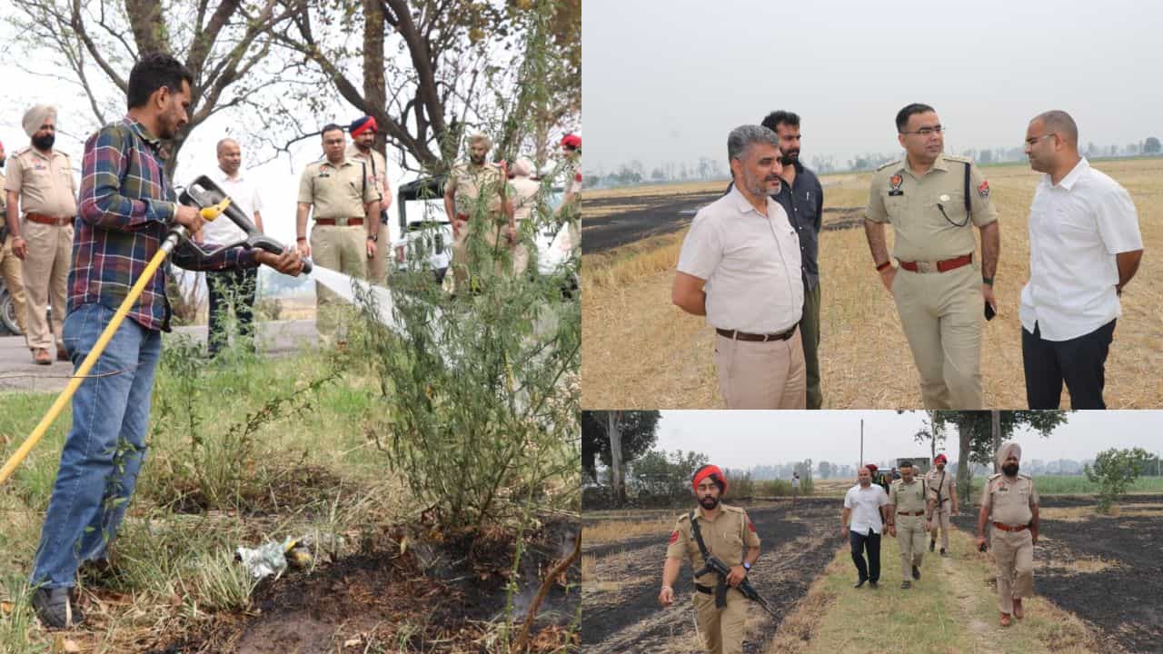 ਨਾੜ ਸਾੜਨ ਤੋਂ ਰੋਕਣ ਲਈ ਗੁਰਦਾਸਪੁਰ DC ਤੇ SSP ਨੇ ਪਿੰਡਾਂ ਚ ਮਾਰਿਆ ਛਾਪਾ, ਖੁਦ ਬੁਝਵਾਈ ਅੱਗ