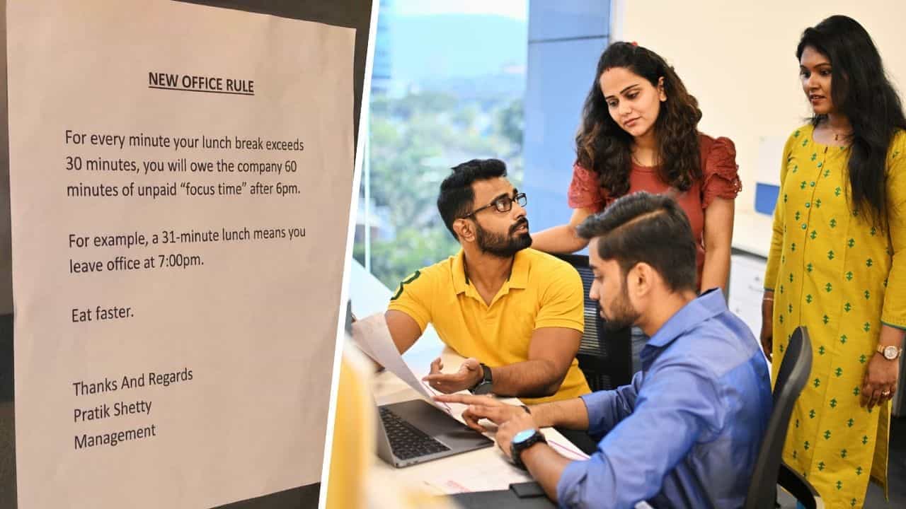 Viral Office Notice: ਲੰਚ ਚ 1 ਮਿੰਟ ਦੀ ਦੇਰੀ ਤਾਂ ਕਰਨੀ ਪਵੇਗੀ 1 ਘੰਟਾ ਵਾਧੂ ਡਿਊਟੀ! ਆਫਿਸ ਦੇ ਇਸ ਸਖ਼ਤ ਨਿਯਮ ਤੇ ਭੜਕੇ ਲੋਕ Viral Office Notice: ਲੰਚ ਚ 1 ਮਿੰਟ ਦੀ ਦੇਰੀ ਤਾਂ ਕਰਨੀ ਪਵੇਗੀ 1 ਘੰਟਾ ਵਾਧੂ ਡਿਊਟੀ! ਆਫਿਸ ਦੇ ਇਸ ਸਖ਼ਤ ਨਿਯਮ ਤੇ ਭੜਕੇ ਲੋਕ
