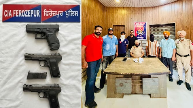 ਫਿਰੋਜ਼ਪੁਰ 'ਚ 2 ਹਥਿਆਰ ਤਸਕਰ ਕਾਬੂ, ਸਰਹੱਦ ਪਾਰ ਨੈੱਟਵਰਕ ਦਾ ਖੁਲਾਸਾ