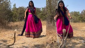 ਕੋਬਰਾ ਦੇ ਸਾਹਮਣੇ ਬੇਖੌਫ਼ ਖੜ੍ਹੀ ਰਹੀ ਕੁੜੀ, Video ਦੇਖ ਲੋਕ ਰਹਿ ਗਏ ਹੈਰਾਨ