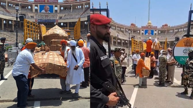 ਸਰਹੱਦ ਤੋਂ Pak ਨੂੰ ਸੌਂਪੀ ਗਈ ਪਾਲਕੀ ਸਾਹਿਬ, ਨਨਕਾਣਾ ਸਾਹਿਬ ਹੋਵੇਗੀ ਸੁਸ਼ੋਭਿਤ