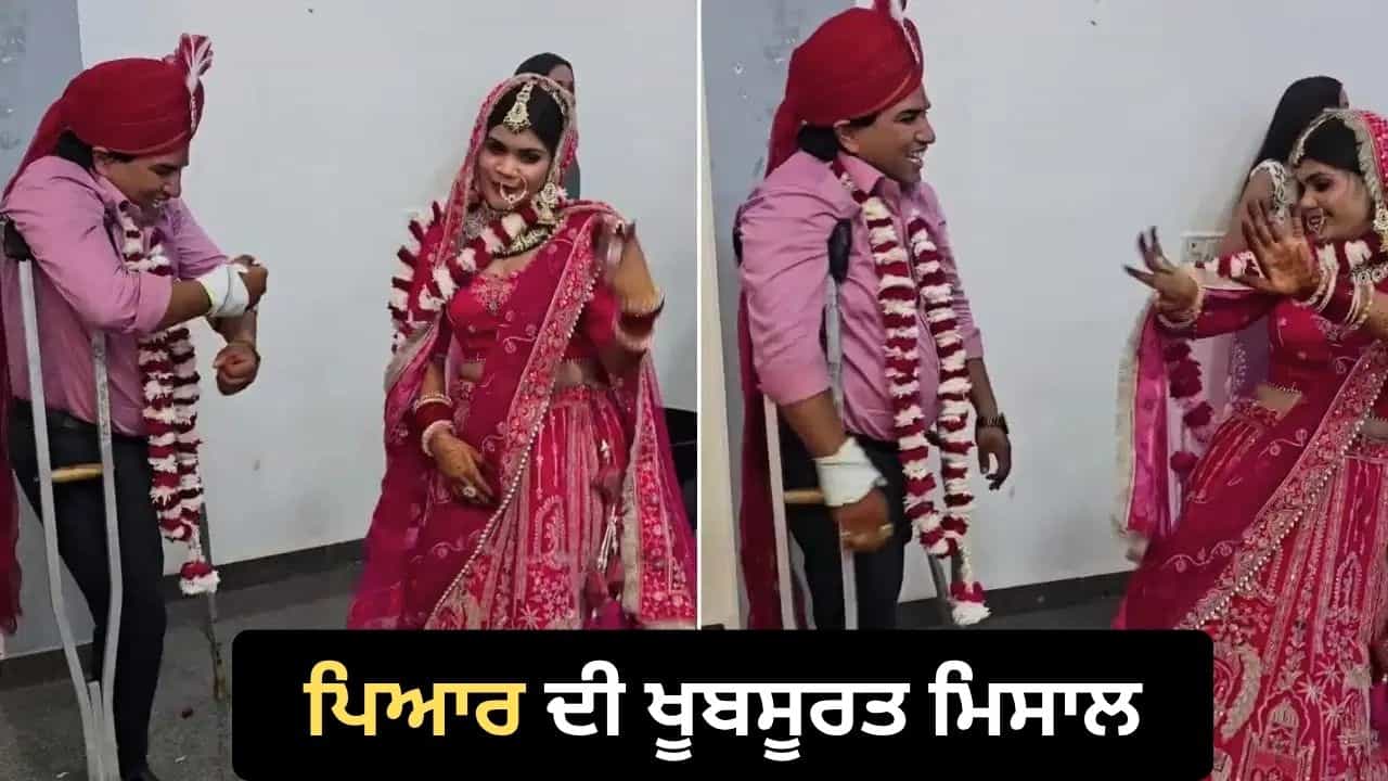 Viral Wedding Video: ਅਪਾਹਜ ਲਾੜੇ ਲਈ ਲਾੜੀ ਨੇ ਕੀਤਾ ਦਿਲ ਛੂਹ ਲੈਣ ਵਾਲਾ ਡਾਂਸ, ਸੋਸ਼ਲ ਮੀਡੀਆ ਤੇ ਵੀਡੀਓ ਹੋ ਰਹੀ ਵਾਇਰਲ Viral Wedding Video: ਅਪਾਹਜ ਲਾੜੇ ਲਈ ਲਾੜੀ ਨੇ ਕੀਤਾ ਦਿਲ ਛੂਹ ਲੈਣ ਵਾਲਾ ਡਾਂਸ, ਸੋਸ਼ਲ ਮੀਡੀਆ ਤੇ ਵੀਡੀਓ ਹੋ ਰਹੀ ਵਾਇਰਲ