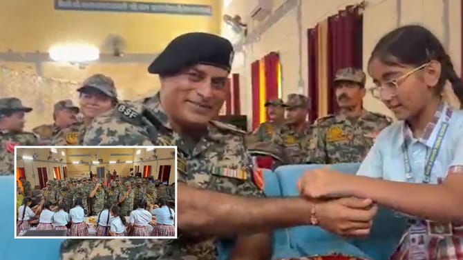 ਸਰਹੱਦ 'ਤੇ BSF ਲਈ ਖਾਸ ਬਣਿਆ ਰੱਖੜੀ ਦਾ ਤਿਉਹਾਰ, ਬੱਚਿਆਂ ਨੇ ਬੰਨ੍ਹੀਆਂ ਰੱਖੜੀਆਂ