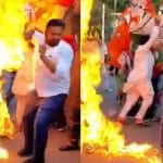 ਜਲੰਧਰ: ਭਾਜਪਾ ਖ਼ਿਲਾਫ਼ ਯੂਥ ਕਾਂਗਰਸ ਦਾ ਪ੍ਰਦਰਸ਼ਨ, ਪੁਤਲੇ ਨੂੰ ਅੱਗ ਲਗਾਉਂਦੇ ਸਮੇਂ ਕੌਂਸਲਰ ਝੁਲਸਿਆ