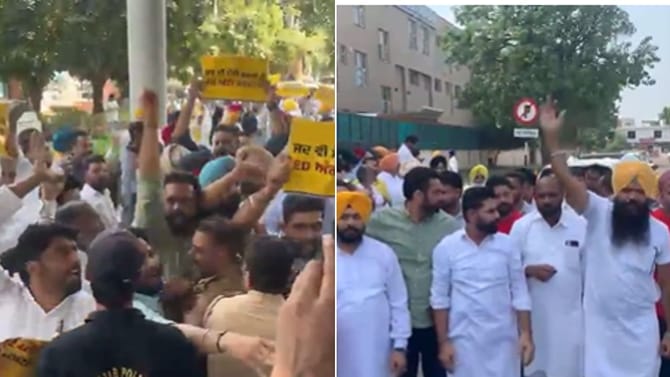 ਮੋਹਾਲੀ 'ਚ ED ਰੇਡ ਨੂੰ ਲੈ ਕੇ 'ਆਪ' ਦਾ GMADA ਦਫ਼ਤਰ ਦੇ ਬਾਹਰ ਜੋਰਦਾਰ ਪ੍ਰਦਰਸ਼ਨ