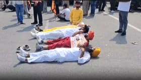 ਪਠਾਨਕੋਟ: ਬੁੱਚੜਖ਼ਾਨੇ ਖ਼ਿਲਾਫ਼ ਸੰਤਾਂ ਦਾ ਪ੍ਰਦਰਸ਼ਨ, ਹਾਈਵੇ 'ਤੇ ਲੇਟ ਕੀਤਾ ਜਾਮ