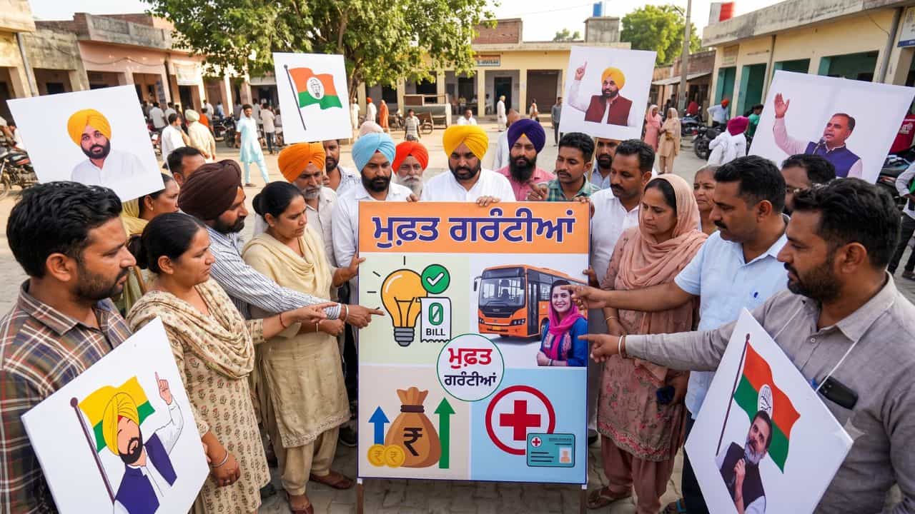 ਪੰਜਾਬ ਦੀ ਸਿਆਸਤ ਚ ਮੁੜ ਮੁਫ਼ਤ ਗਰੰਟੀਆਂ ਦਾ ਦੌਰ, ਵੋਟਰਾਂ ਨੂੰ ਸਾਧਣ ਲਈ ਸਾਰੀਆਂ ਪਾਰਟੀਆਂ ਲਾਉਣਗੀਆਂ ਜ਼ੋਰ ਪੰਜਾਬ ਦੀ ਸਿਆਸਤ ਚ ਮੁੜ ਮੁਫ਼ਤ ਗਰੰਟੀਆਂ ਦਾ ਦੌਰ, ਵੋਟਰਾਂ ਨੂੰ ਸਾਧਣ ਲਈ ਸਾਰੀਆਂ ਪਾਰਟੀਆਂ ਲਾਉਣਗੀਆਂ ਜ਼ੋਰ
