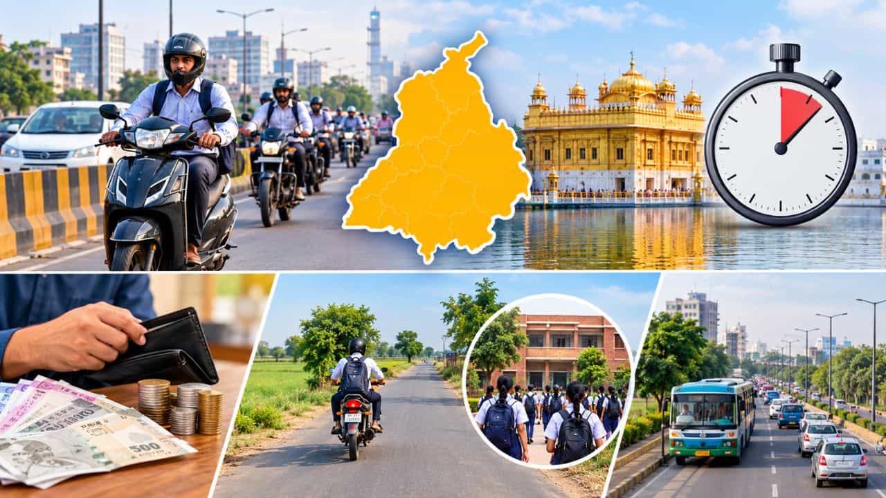 ਦਫ਼ਤਰ ਪਹੁੰਚਣ ਦੇ ਮਾਮਲੇ ਚ ਪੰਜਾਬ ਮੋਹਰੀ, ਮੁਲਾਜ਼ਮਾਂ ਨੂੰ ਲੱਗਦਾ ਹੈ ਸਿਰਫ਼ 20 ਮਿੰਟ ਦਾ ਸਮਾਂ; ਹਰਿਆਣਾ ਨਾਲੋਂ ਘੱਟ ਦਫ਼ਤਰ ਪਹੁੰਚਣ ਦੇ ਮਾਮਲੇ ਚ ਪੰਜਾਬ ਮੋਹਰੀ, ਮੁਲਾਜ਼ਮਾਂ ਨੂੰ ਲੱਗਦਾ ਹੈ ਸਿਰਫ਼ 20 ਮਿੰਟ ਦਾ ਸਮਾਂ; ਹਰਿਆਣਾ ਨਾਲੋਂ ਘੱਟ