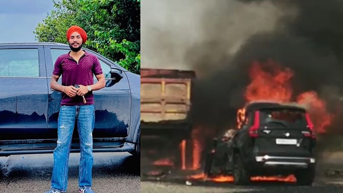ਸਕੌਰਪੀਓ ਤੇ ਲੁੱਕ ਨਾਲ ਭਰੇ ਟਿੱਪਰ ਦੀ ਟੱਕਰ, ਅੱਗ 'ਚ ਜਿਊਂਦਾ ਸੜਿਆ ਕਾਰ ਸਵਾਰ